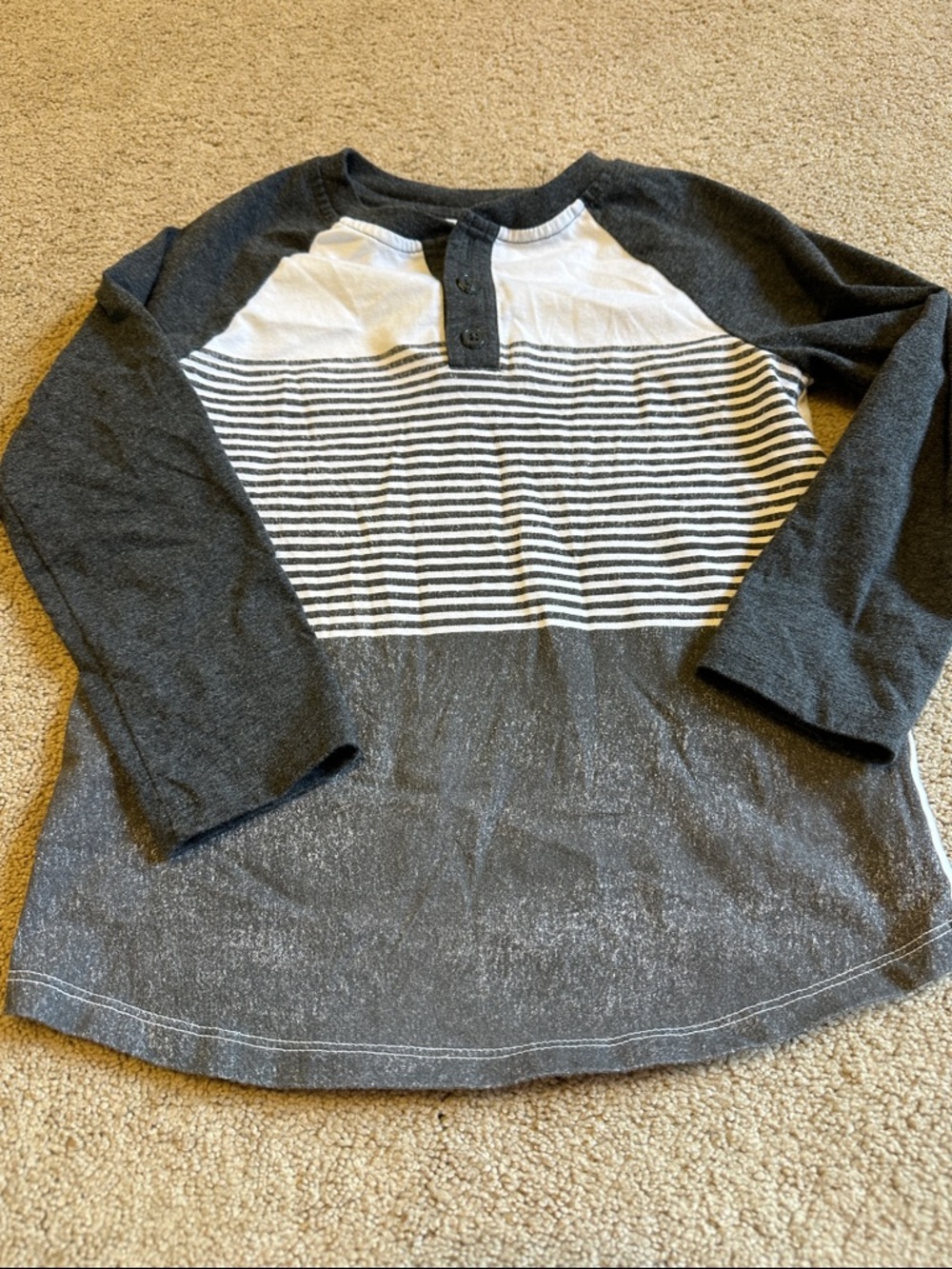 Epic Threads Charcoal & White Striped Long-Sleeve Henley Tee
